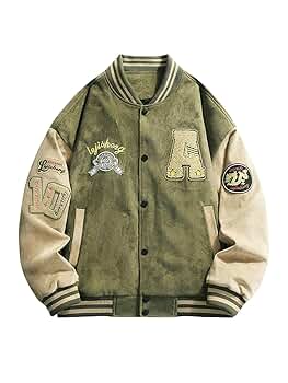 SOLY HUX Men's Varsity Jacket Vintage Graphic Baseball